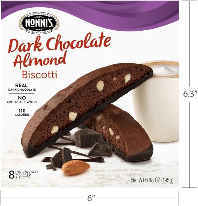 Nonni's Biscotti Dark Chocolate Almond 6 Cajas 48 Galletas miniatura 6