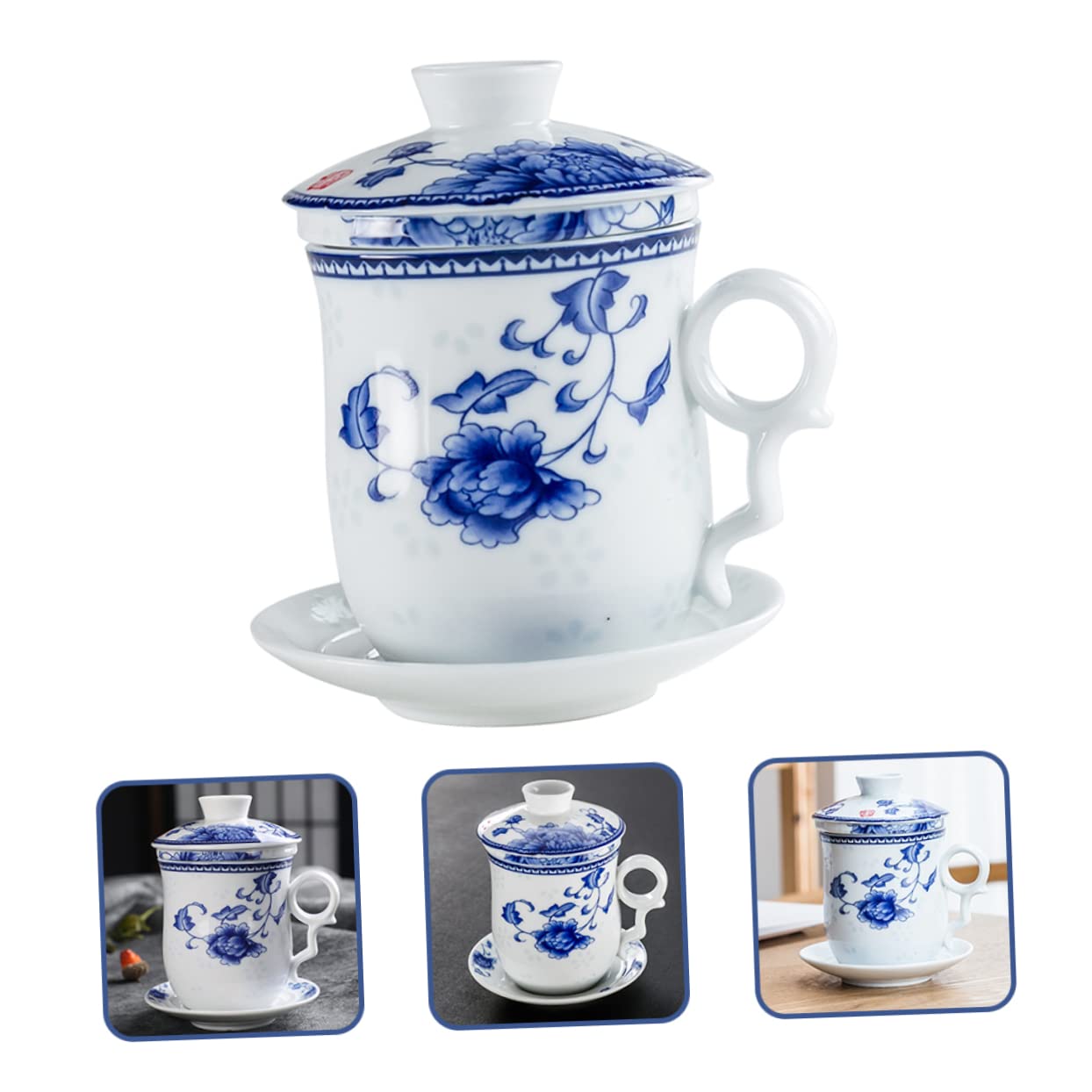 COLLBATH Té Taza De Té De Cerámica Tapa Filtro Taza De Tradicional Chino Para Bebidas De Leche Casa