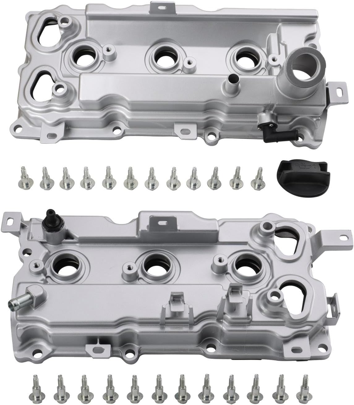 TRQ Left & Right Bank Valve Cover Set Drivers Side Compatible with 2008-2012 INFINITI EX35 2009-2012 FX35 2007-2008 G35 2009-2010 M35 2012-2013 M35h 2014-2018 Q50 Q70 2007-2009 Nissan 350Z