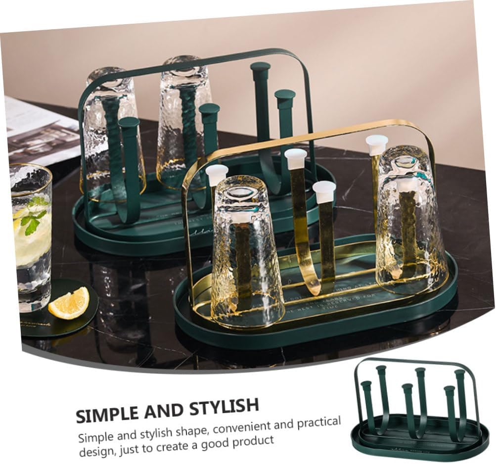 1Set Home Cup Holder with Draining Tray Multi Functional Display Rack for Cups and Design for Kitchen Office and Living Use