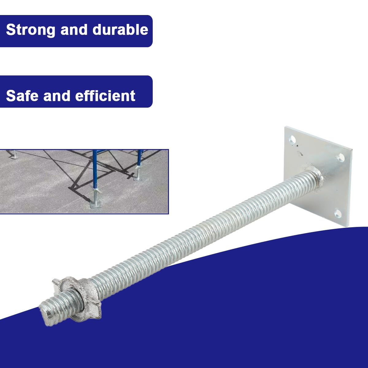 EODSAD 4 Pcs Adjustable Scaffolding Leveling Jack Hollow Screw Jacks with Base Plate for Baker Style Scaffolding Baker Scaffold(18 Inch)