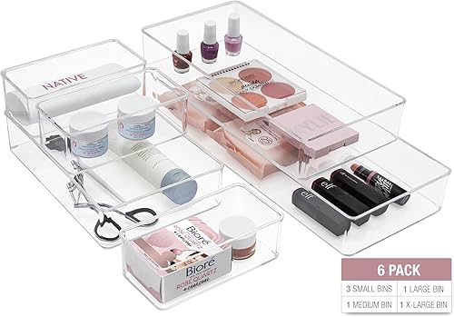 Miniatura 4 de Sorbus Organizador de cuidado de la piel, organizador de cajones para cosméticos, contenedores apilables transparentes para baño, tocador (juego de