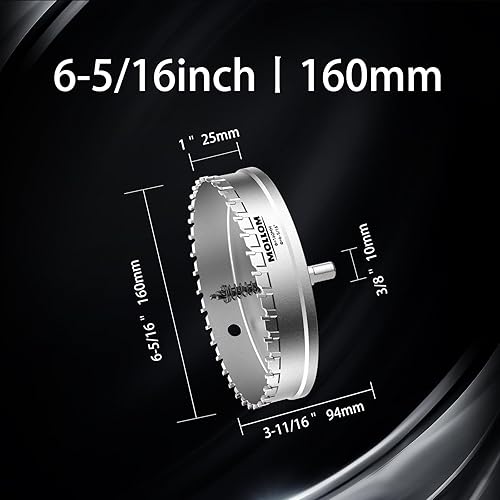Miniatura 51 de Mollom Sierra perforadora de carburo resistente (2-1/2 pulgadas 2.520 in) con 2 brocas piloto, corte de agujeros de acero inoxidable, acero suave