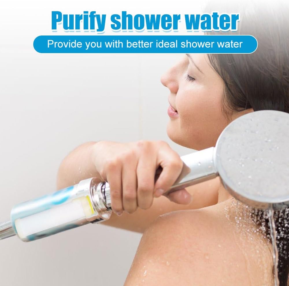 Shower Filter, 8Pcs PP-Cotton Replacement Filters, Reusable Handheld Shower Head Filters for Chlorine & Harmful Substances Removal