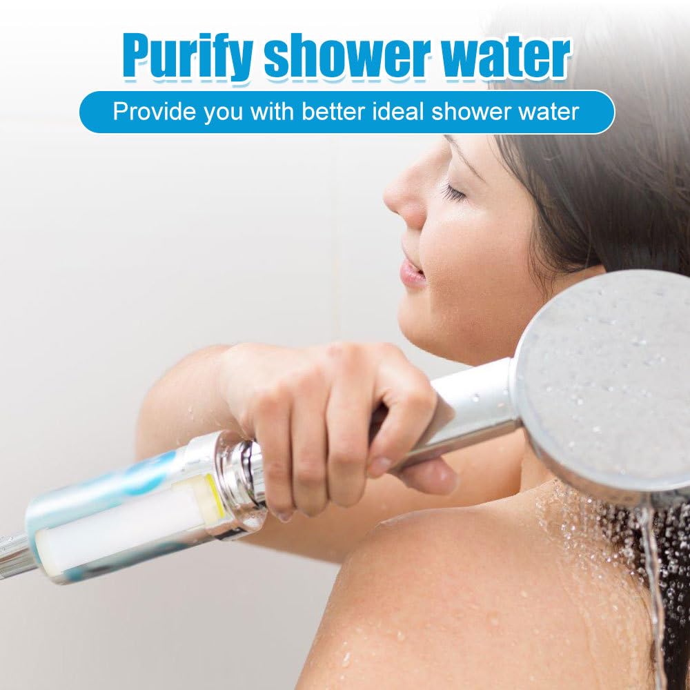 Filtro Doccia in Cotone PP, 8 Pezzi Filtri per Soffione Doccia Portatile, Filtro a Cartuccia di Ricambio, per Acqua Dura, Rimuove Cloro e Altre Sostanze
