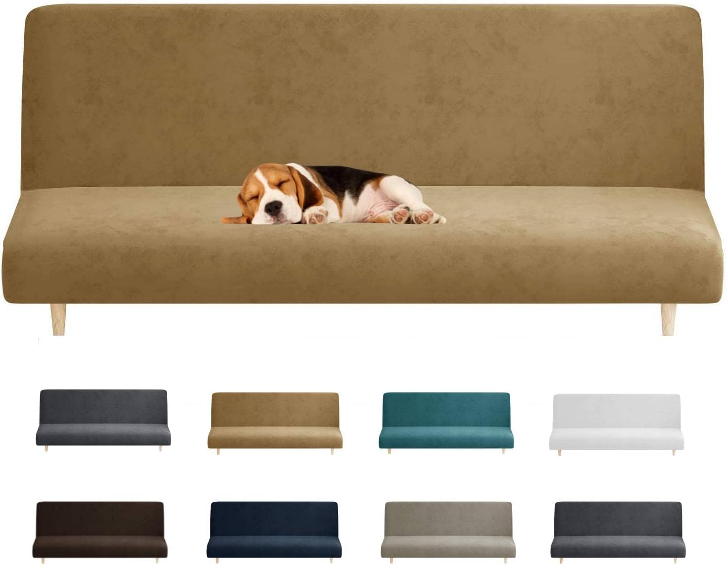 MAXIJIN Velvet Futon Cover Stretch Futon Slip Cover Full