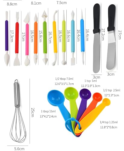 Cake Decorating Kit, 66Pcs Baking Supplies Tools With Cake Turntable Cake Leveler, Icing Piping Tips, Spatula, Scraper Kit, Silicone Piping Bag, Disposable Pastry Bags, Measuring Spoons & Egg Beater #TOP1