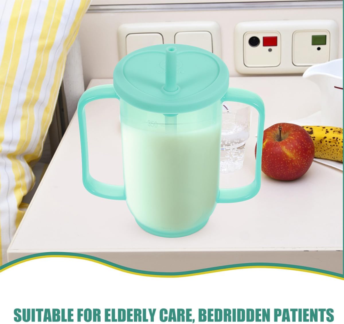 UPKOCH 2pcs Elderly Feeding Cups with Straw Spill Proof Nursing Cups for Disabled Adults Liquid Diet Bedridden Patient Drinking Aid Care
