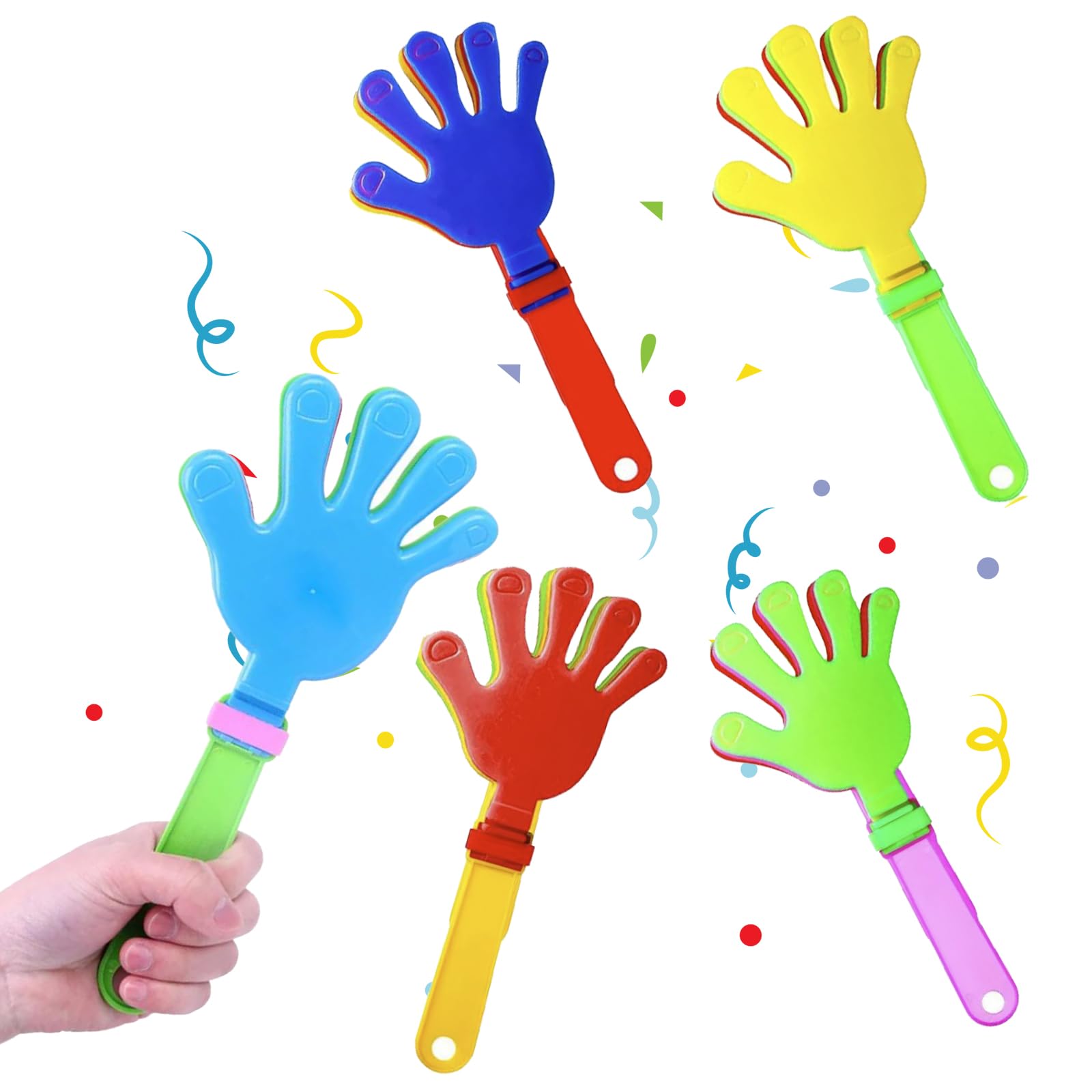 EAPMGQR 4Pcs Hand Clappers Hand Plastic Clappers Noisemakers Cheer Noise Makers Finger Noise Makers for Sporting Events Basketball Football Game Party Favors (Random Color)