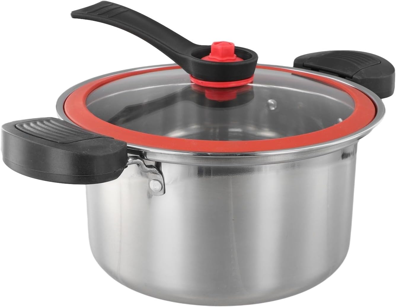 Stainless Steel Pressure Slow Cooker, 3.5L Non-stick Cooking Pot, Cooking Pressure Cooker With Glass Lid For Kitchen Home Use(Silvery) Stainless Steel Pressure Slow Cooker, 3.5L Non-stick Cooking Pot, Cooking Pressure Cooker With Glass Lid For Kitchen Home Use(Silvery)