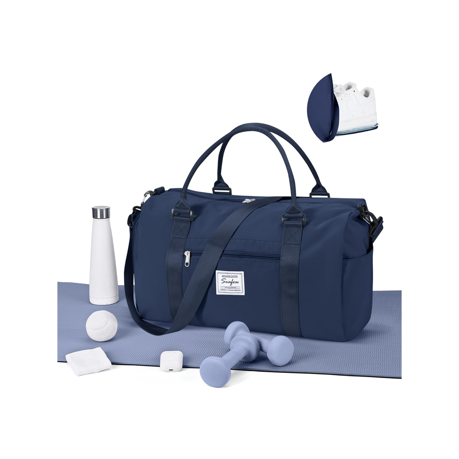 WEPLAN Sport Duffel Bag Damen Herren Sporttasche mit Schuhfach & Nassfach Reisetasche Handgepäck Tasche Sporttaschen Fitness Tasche Gym Bag Weekender Travel Bag Schwimmtasche Trainingstasche