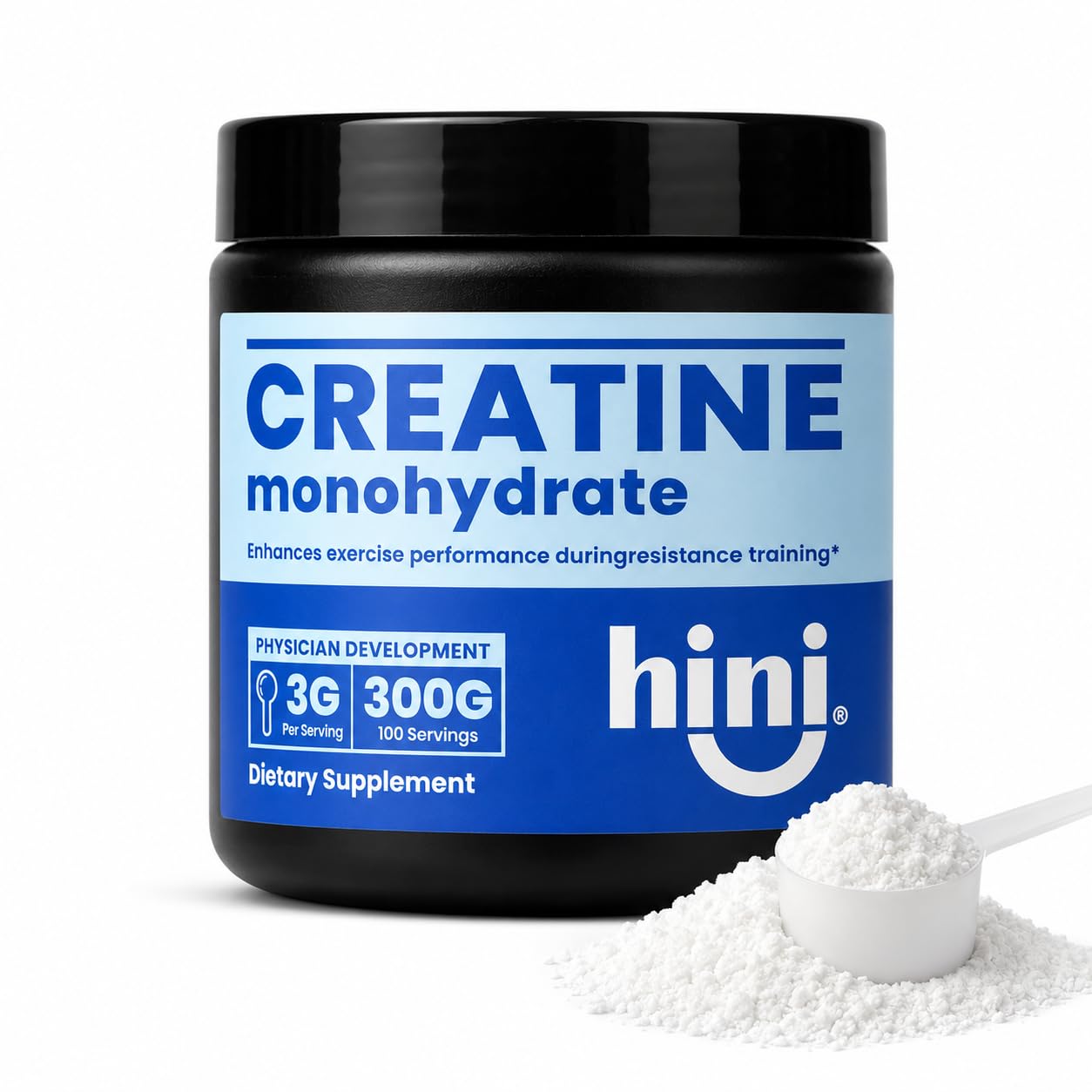 HINI Creatine Monohydrate Powder, 3g Per Serving, 100 Servings, Unflavored Creatine Powder for Men & Women, Pure Creatine Monohydrate Supplement, Supports Muscle Strength, Power & Recovery, 10.58 oz