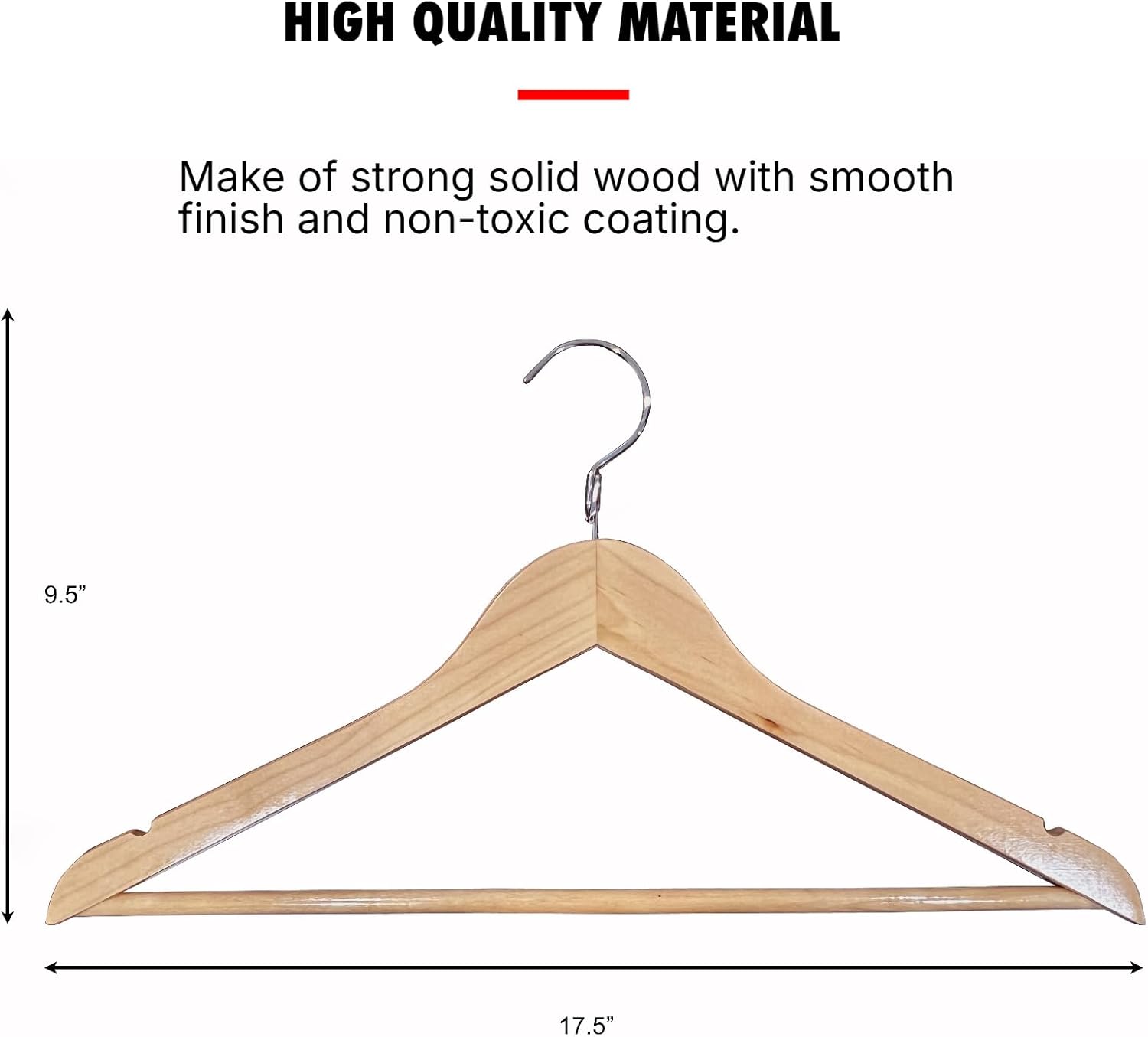 Proman Products Luxury Triad Kascade Wooden Hangers 50 Pack, Unique Triangle Ring Design, Space Saving Pants Clothes Hanger with Pants Bar and Shoulder Notches, Natural