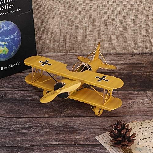 Caredy Vintage / retro kute żelazo metal samolot dwuosobowy samolot samolot Aircraft modele ornament/pamiątka, dekoracja gabinetu (żółta)
