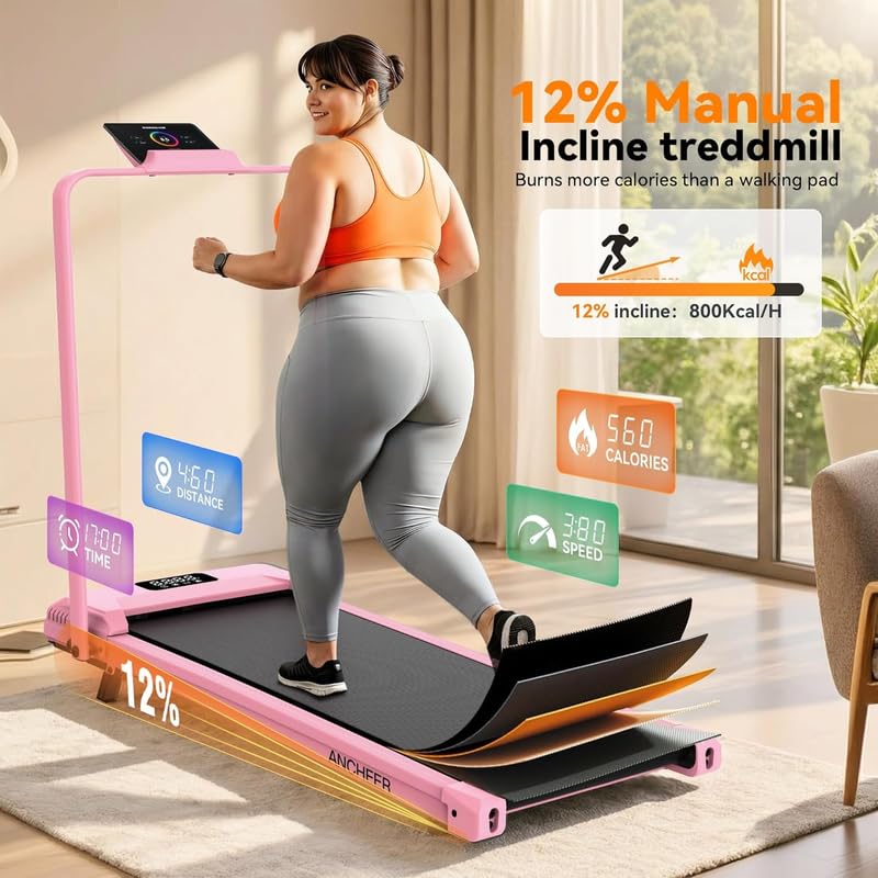 Image of ANCHEER Walking Pad with Incline, Under Desk Treadmill with Vibration Plate