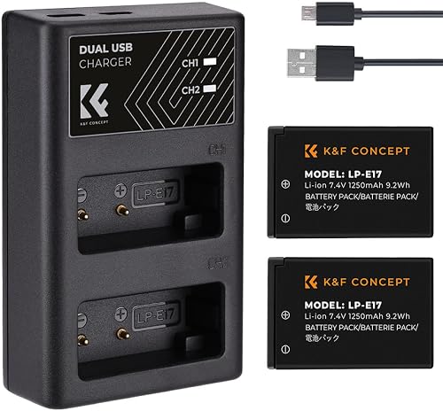K&F Concept Canon LP-E17 Battery Kit with 2 x Batteries and a Dual Charger | KF28.0014