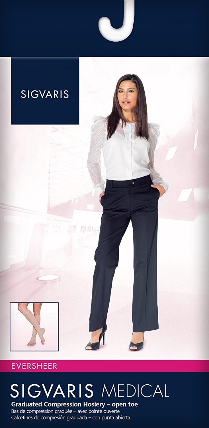 SIGVARIS Women’s Style Sheer 780 Open Toe Calf-High Socks 20-30mmHg