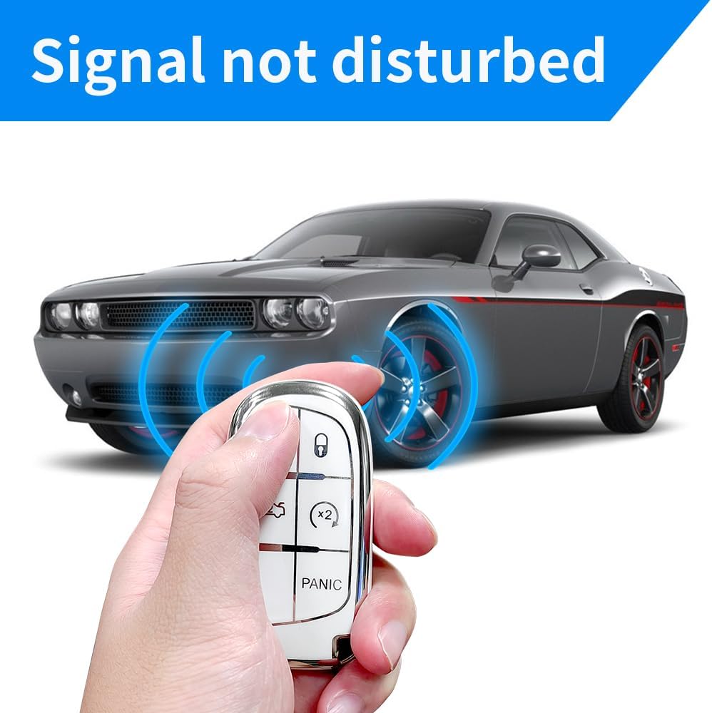 Creative Logo Key Fob Cover Case, Compatible with Challenger Charger, Soft TPU, Full Protection Key Fob Protector Shell (Custom-White, Charger Challenger)