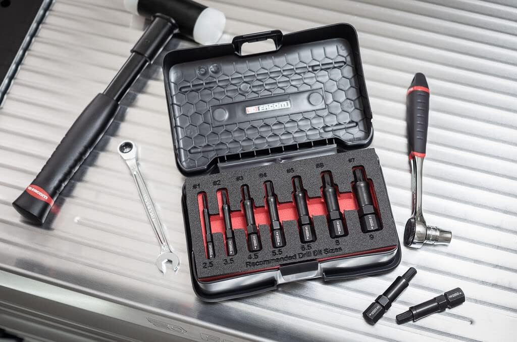 FACOM SXE.J7MGRPPB Set of 7 Screw Extractors and Broken Studs - 2.5 to 9€ Metric Dimensions - Black