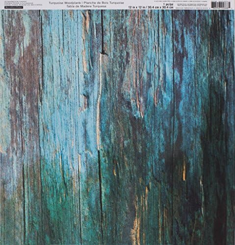 Turquoise Wood Planks 12x12 Scrapbook Paper - 4 Sheets