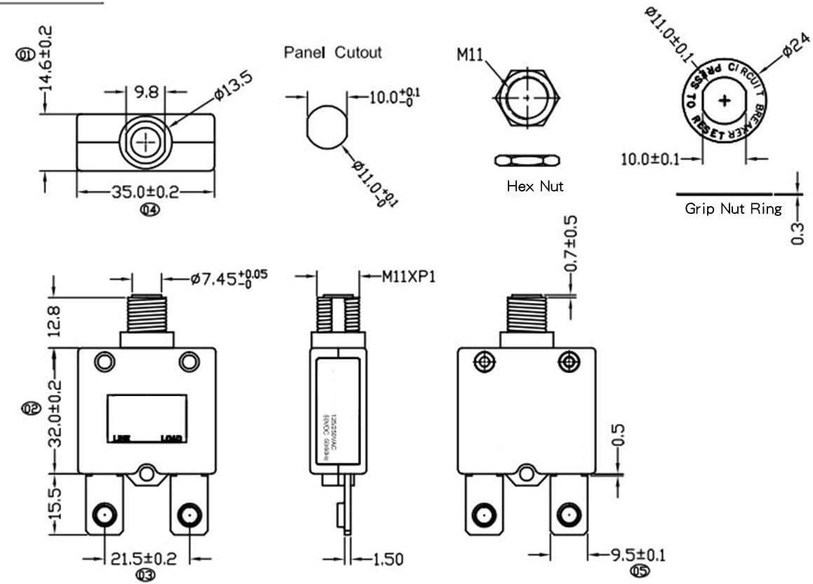 RKURCK 25 Amps Thermal Circuit Breaker, Thermal Overload Protector Push Button Manual Reset Circuit Breaker 32V DC 125/250V AC 25A 2 Pcs: Tools & Home Improvement