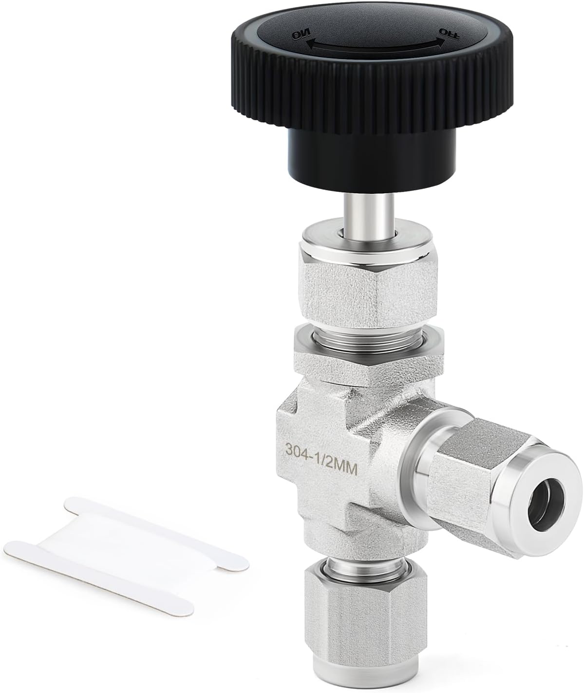 TAISHER 1PCS 304 Stainless Steel Compression Tube 90 Degree Needle Valve 1/2" OD x 1/2" Tube OD For Flow Control Water Gas Oil