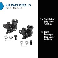 Vista 843 de TRQ, junta de rótula inferior delantera para el lado del conductor y del acompañante