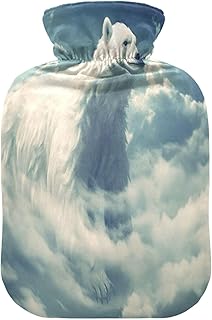 Wajiw Hot Water Bottle with Cover 2L Warm Water Bottle for Hot and Cold Compress Hot and Cold Therapies,Hand Feet Warmer,White Bear