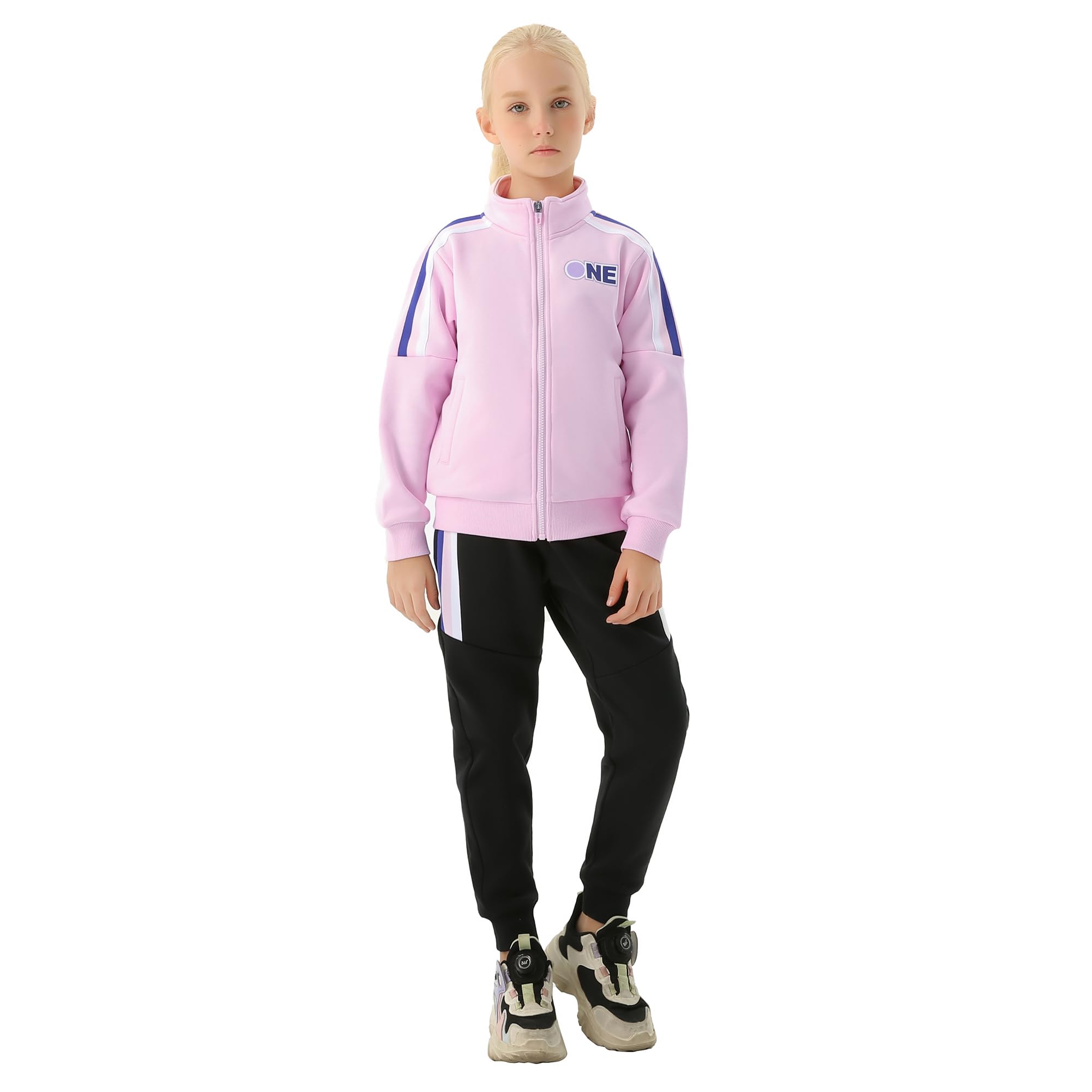 Chándal para niñas, conjunto de sudadera de 2 piezas con cremallera frontal completa, chaqueta clásica y pantalones, conjunto de chándal para niñas (4-15 años)
