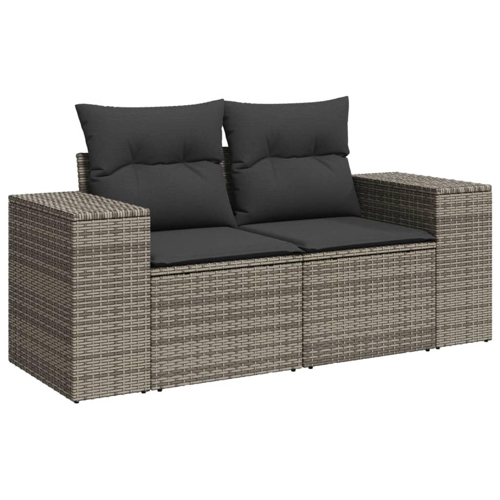 Set Divano da Giardino 5 pz Polyrattan Modulare con Cuscini Grigio | Salotto componibile da esterno per cortile o terrazza, dotato di sedute accoglienti con cuscini imbottiti e sfoderabili.