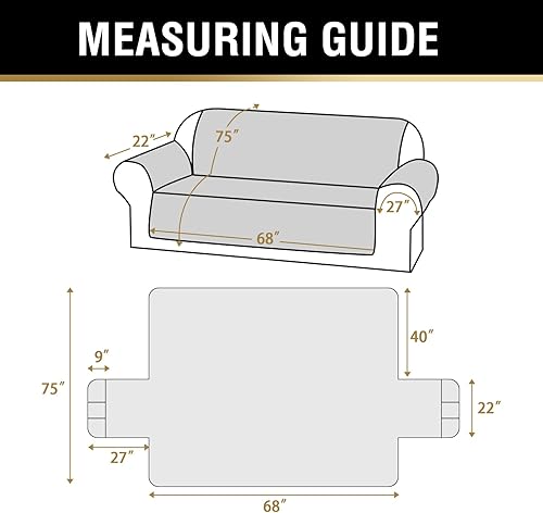 Miniatura 3 de PrinceDeco Funda de sofá para perros, repelente al agua, protector de muebles para mascotas, funda de sofá para sofá de 3 cojines, funda de goma