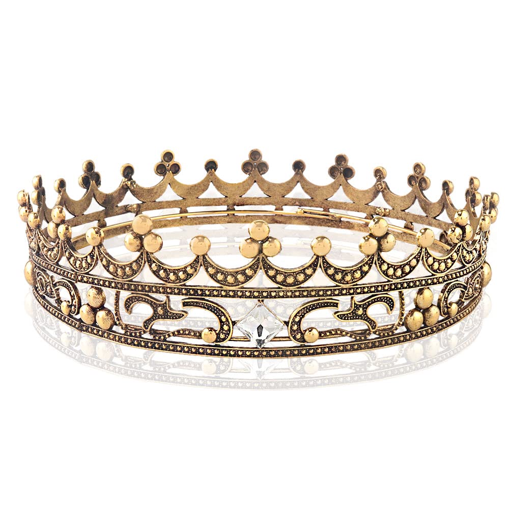 Full Crystal Queen King Wedding Queen Princess Prom Tiara Round Crown For Wedding Prom Bridal Party Costume (Silver)