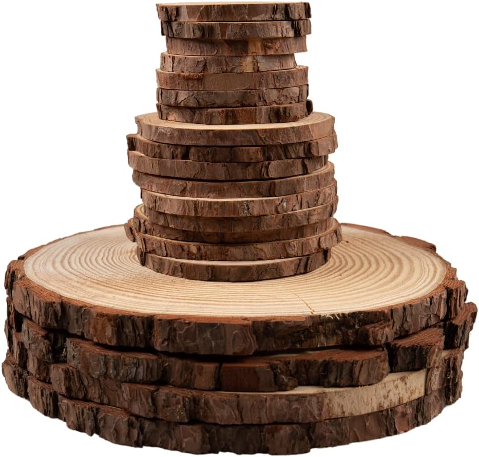 Craft County Wooden Pine Disc – Rustic Crafting and Décor – 3.5/5/12 Inch Diameter - .38 or .75 Inch Thick – 1/2/5/10 Pack
