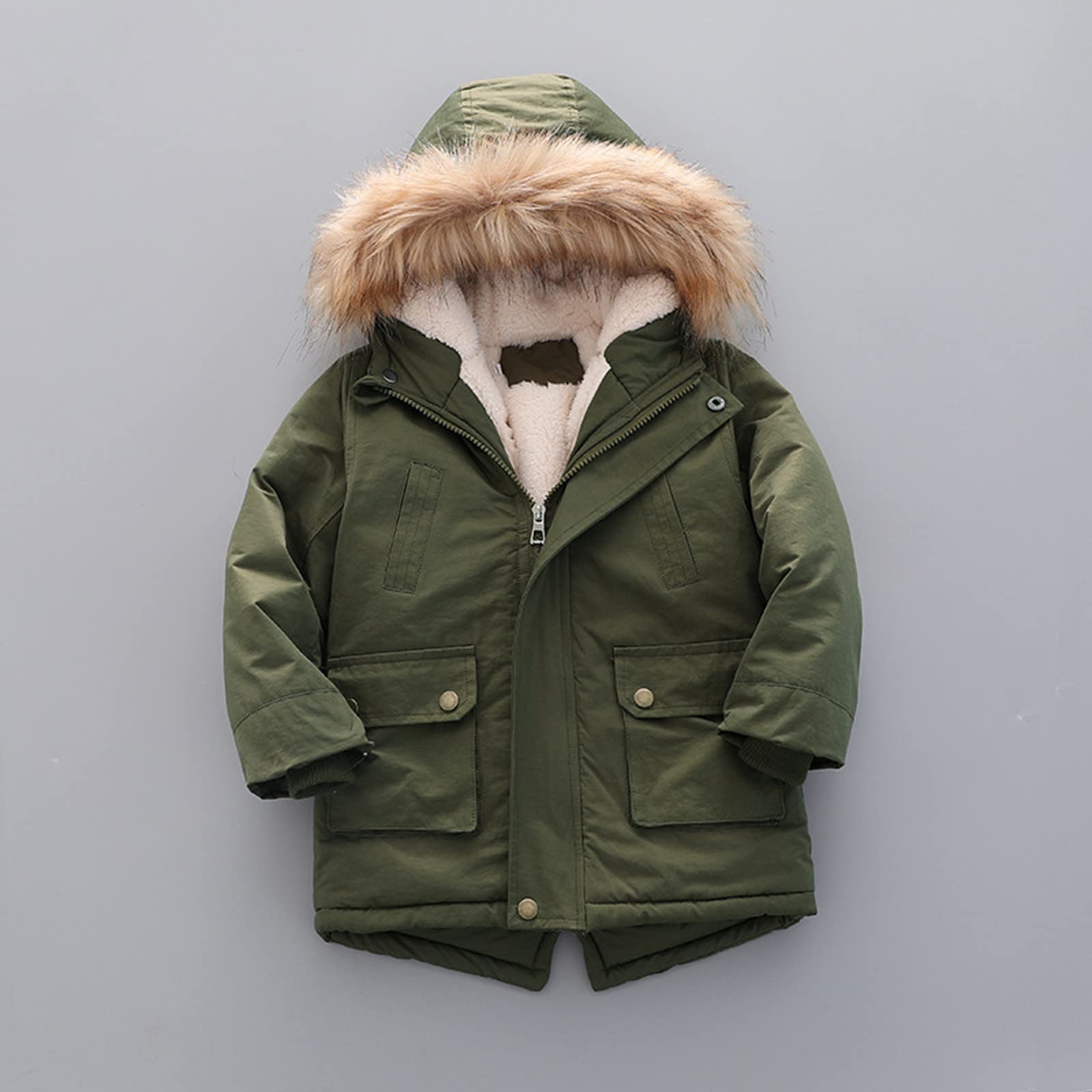 Generico Cappotto Invernale Trapuntato per Bambini Piumino Foderato in Pile con Cappuccio Capospalla Spesso Resistente all'Acqua Giacca Calda Impermeabile