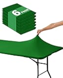 KeyWave Fitted Tablecloth Rectangle Table Cloths - 6 Pack 6 Foot Elastic Stretch Folding Table Top Cover Water-Resistant Reusable for Outdoor Picnic Camping Party Event, Green, 72