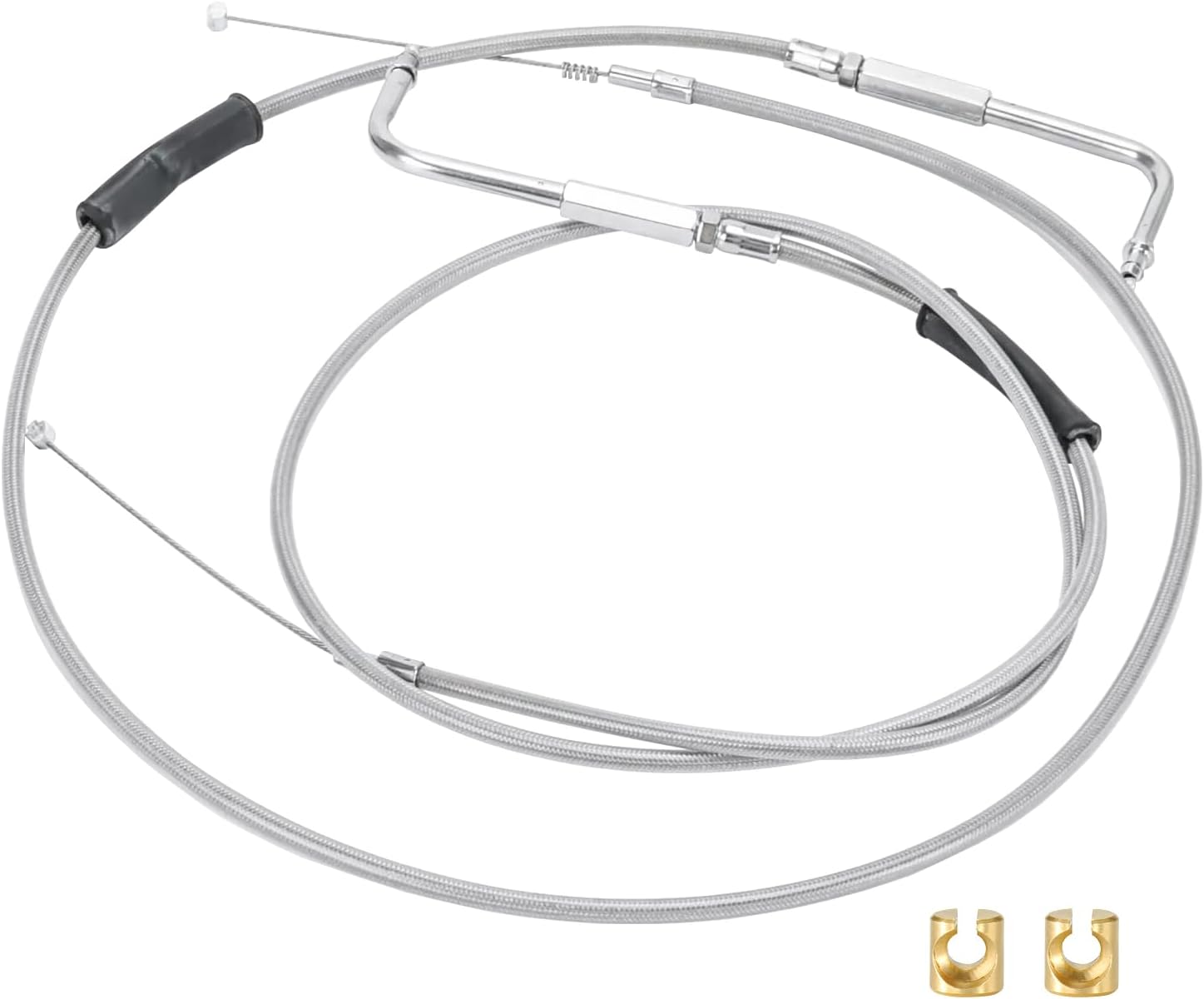Motorcycle Throttle Cable FitStainless Steel Throttle Idle Cable Set Compatible with Harley Davidson FXST FLST XL 1996+ FXD FLT 1999-2017 Replace 56579-02A (35.4 inch)