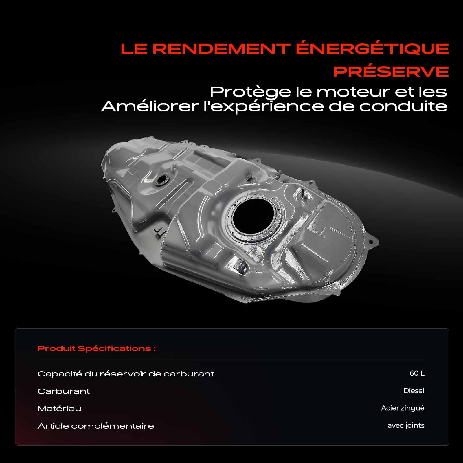 Frankberg Réservoir de carburant diesel 60L avec joints 7700142163