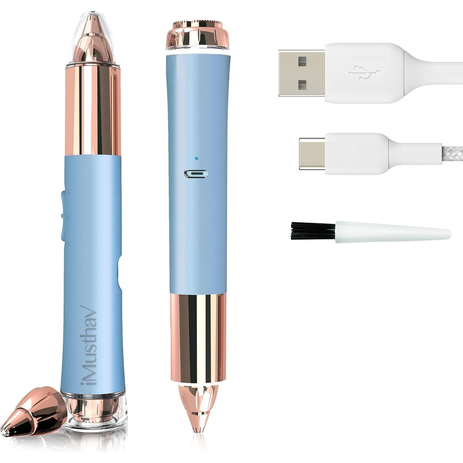 2-in-1 Facial Hair Remover with 18K Gold-Plated Head for Women