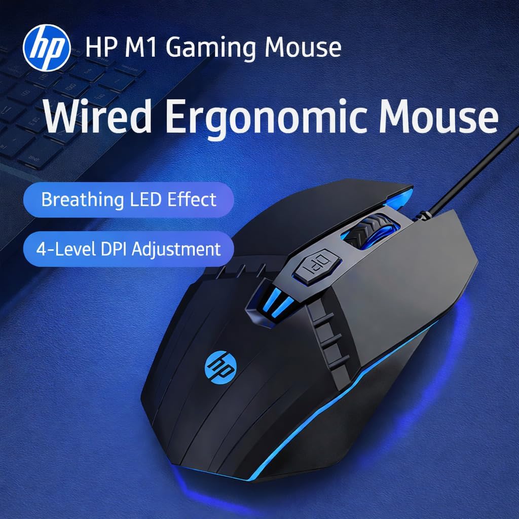 HP GK400F Wired Mechanical Gaming Keyboard and Mouse Combo, Wired USB 104-Key Full Size, Brown Mechanical Switches, Blue Backlit, Compatible with Desktop and Laptop (Black+Pink)