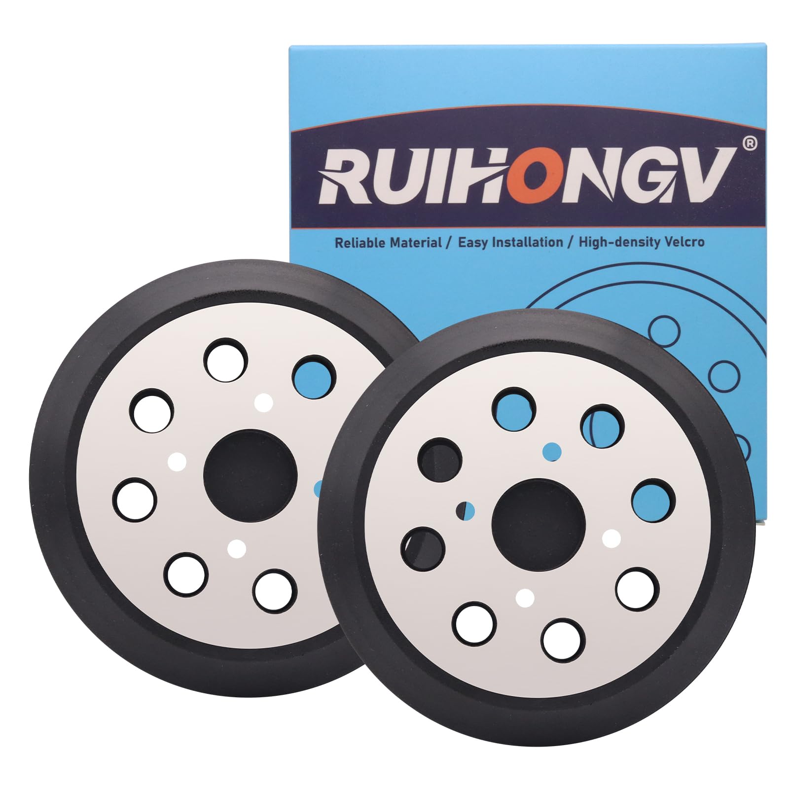 RUIHONGV 2 Pack 5" Sander Pads for Milwaukee 6021-21 6034-21 2648-20 2648-21 Random Orbital Sander, 5 Inch 8 Hole Hook and Loop Replacement Metal