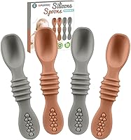 Vista 1 de Cuchara de silicona para bebé, destete LED para bebés, cucharas de bebé de primera etapa, juego de cucharas de alimentación para bebés, apto