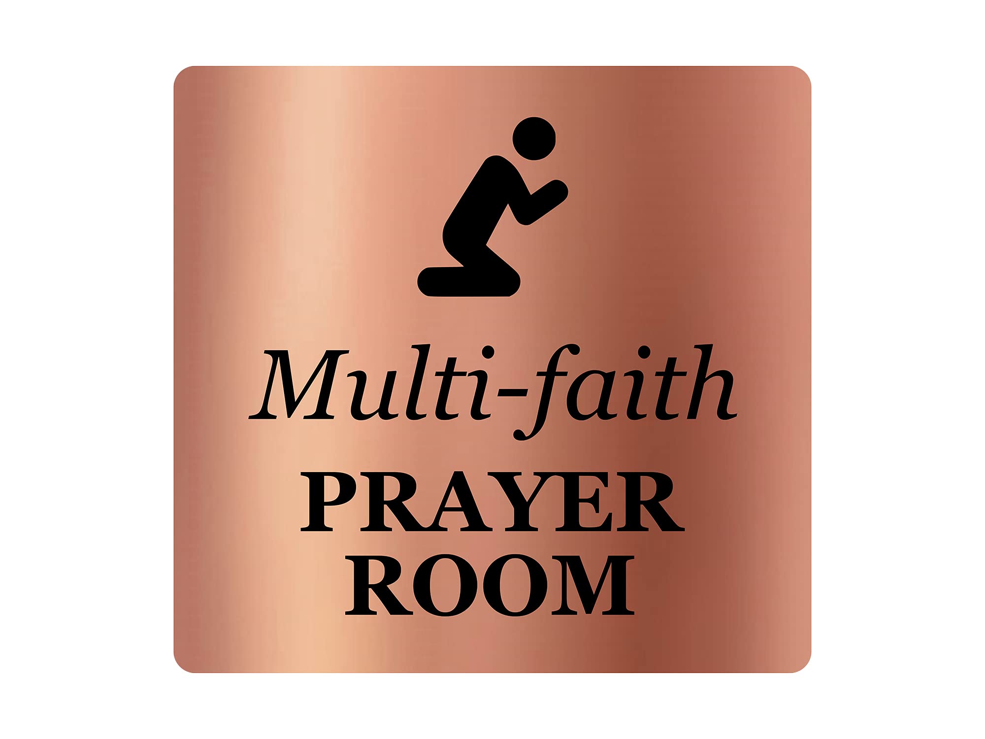 Multi-Faith Prayer Room - Adhesive Door Sign, Gold/Silver/Copper or Black & White (Copper)