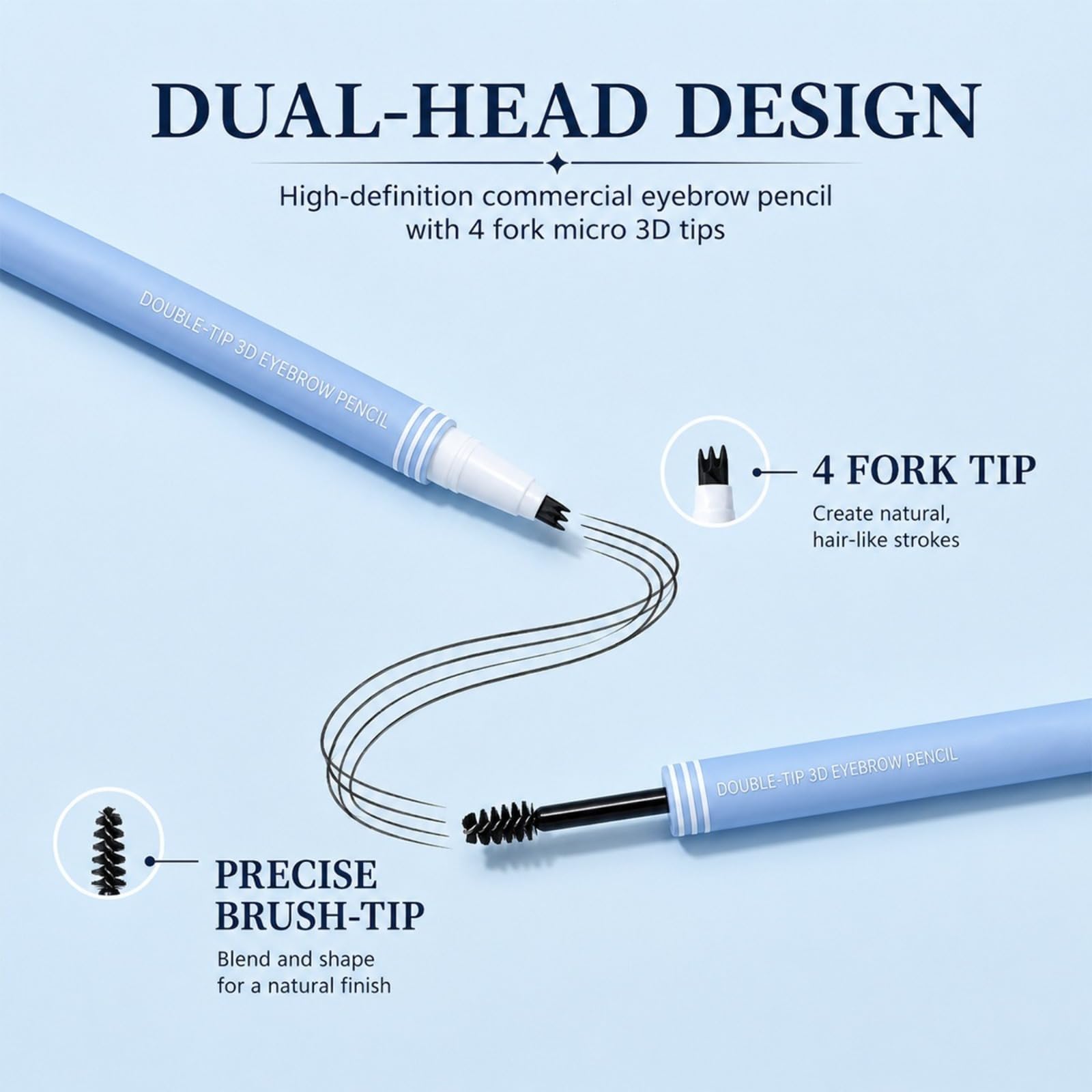 Podwójna końcówka 3D Eyebrow Pencil, 2 w 1 Ultra Fine Triangle Eyebrow Pen