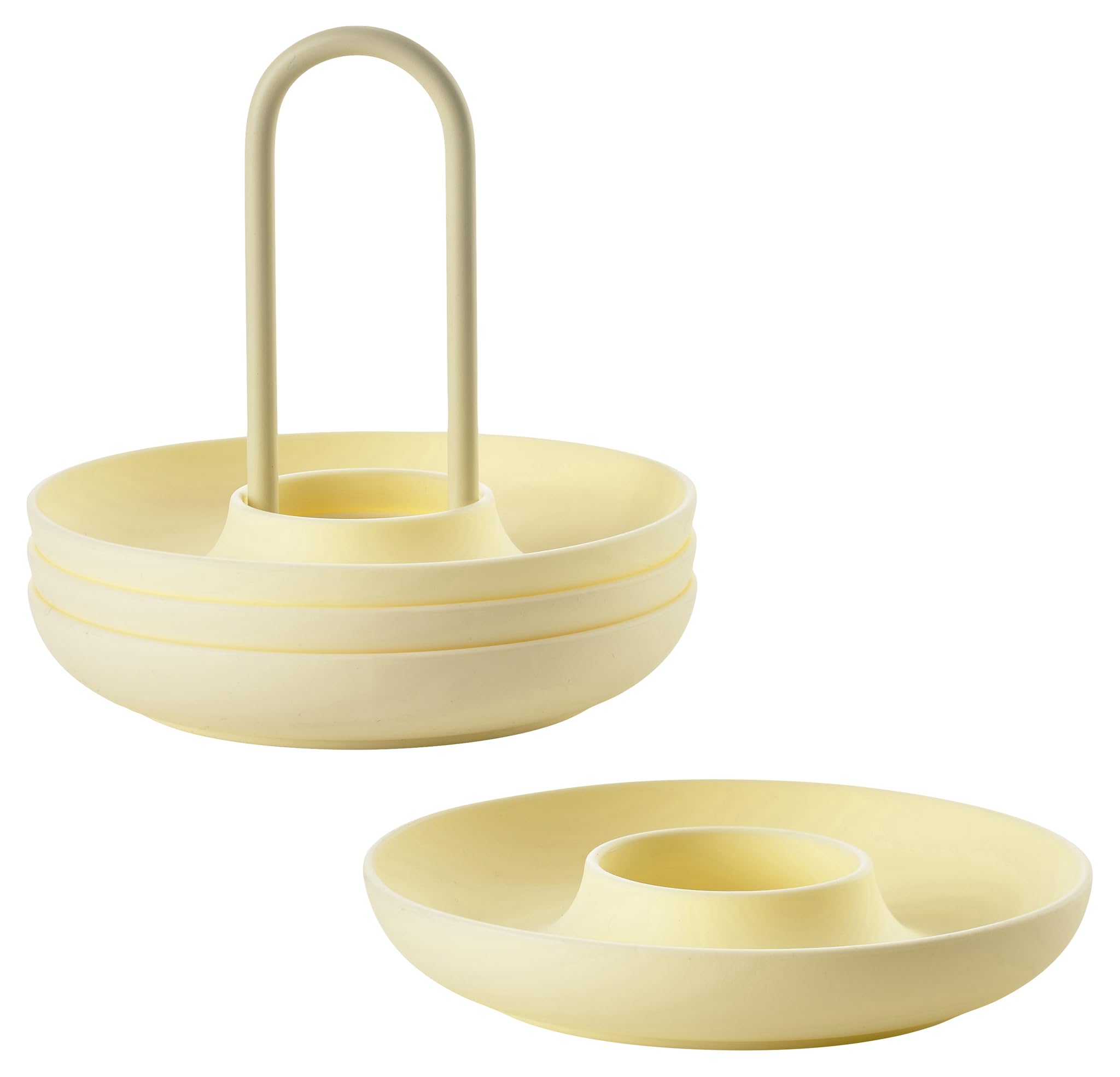 Zone Denmark Singles Ostern Eierbecher Set aus Silikon, Schönes Ostern Geschirr in Gelb, Stapelbar, 4 Eierhalter/Eierteller mit Halter, Durchm. 11,2 cm, Höhe 9,5 cm, Limestone (Hellgelb)