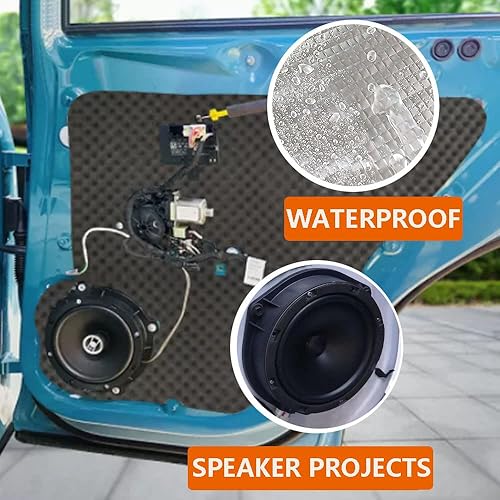 Miniatura 2 de Alfombrilla de aislamiento de sonido de calor, 197 mil, 8.6 pies cuadrados, aislamiento acústico de automóvil para capó de automóvil, puerta de