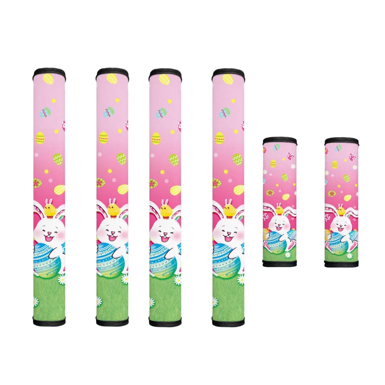 Fridge Door Handle Covers Set of 6 Kitchen Appliance Decor Handles Glove Anti-Slip Protectors Easter Refrigerator Decor Accessories, White Bunny Daisy Easter Eggs Print Pink