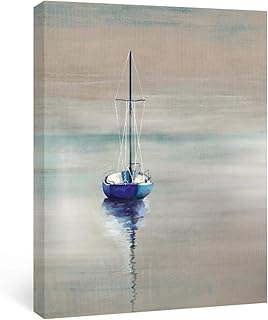 Poster su tela Twilight Cruis Pittura di arte della parete Blu Bagno Stampe Barca a vela Poster Immagine Camera da letto Decorazioni per la casa-30x40 cm Senza cornice