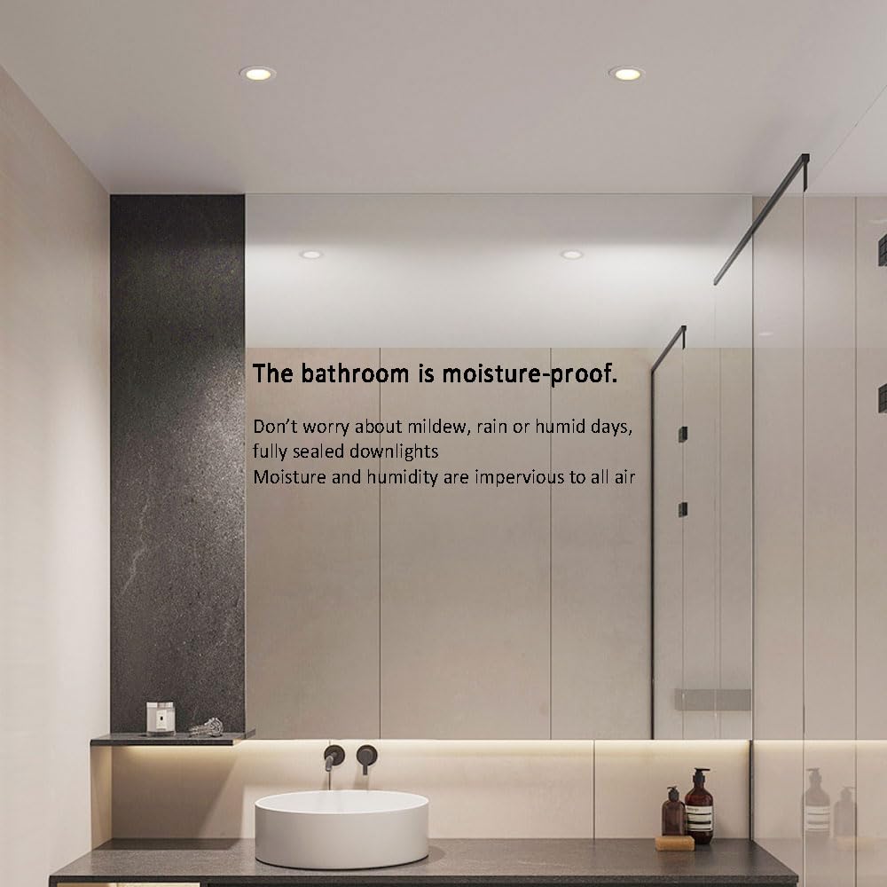 7W, 10W, 12W Led Faretto da Incasso a Soffitto Pannello Sottile in Alluminio, Faretto Antiruggine Faretto da Doccia Ip65 Impermeabile per Luoghi Umidi Interni Ed Esterni/7 Settimane/6000K