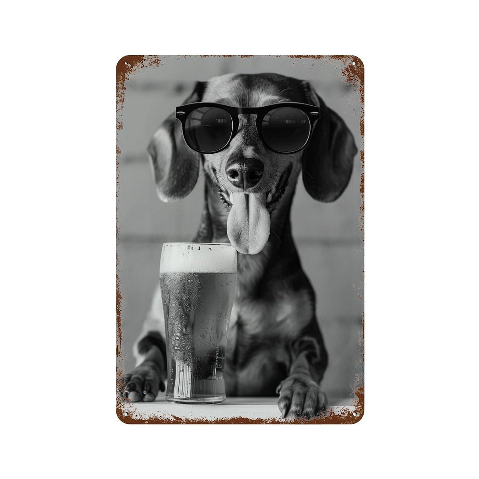xiaoxiaoshen Dachshund Drinking Beer Pint Wall Decor Art Metal Tin Poster Modern Home Decor Art Home Bar Shop Decorations Vintage Sign 30x20cm