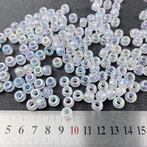 300 Pieces Pony Beads Ab Colors Acrylic Pony Beads Plastic Pastel Beads Spacer Beads Shape Pony Beads For Diy Crafts Braids Bracelet Jewelry Making (6X9Mm, Clear Ab) #TOP3